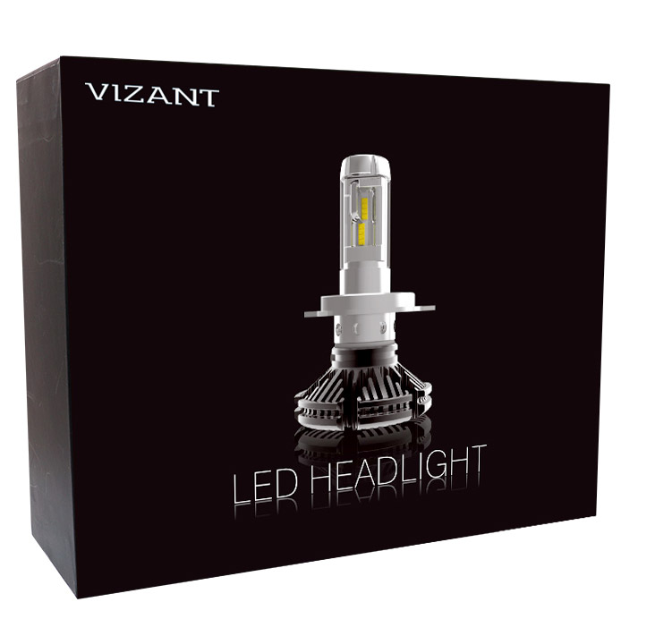Светодиодные лампы Vizant 7S цоколь HB3 9005 с чипом ZES Philips 5000lm 5000k  (цена за 2 лампы)