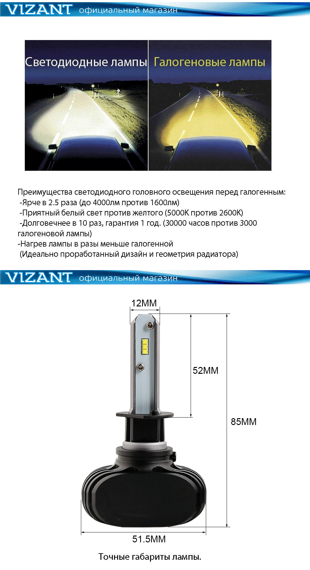   Vizant D5  HB3 9005   csp 4000lm 5000k  (  2 )