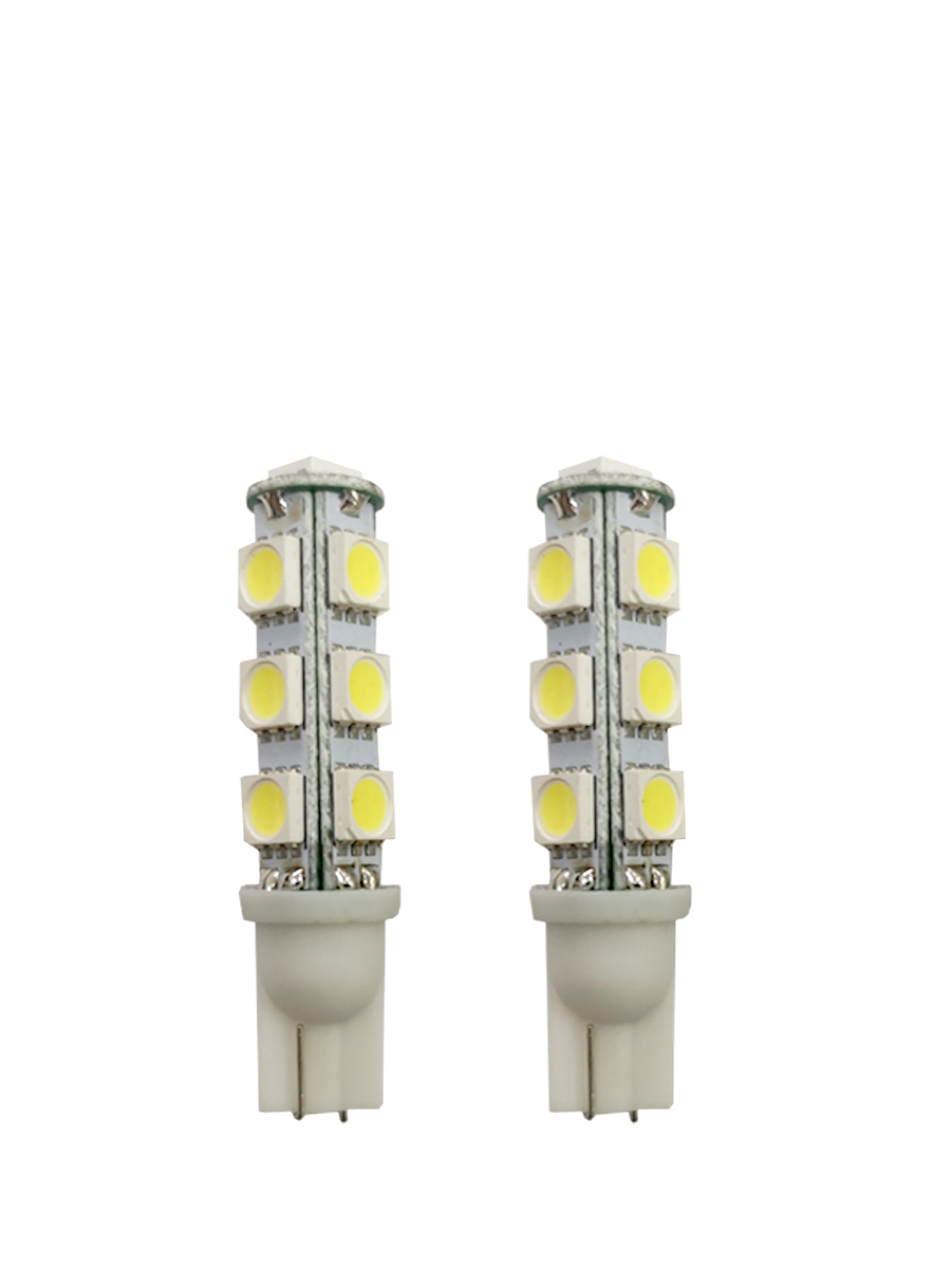 Светодиодные лампы (2шт.) цвет белый 5000k одноконтактные бесцокольные 5W5 T10 яркость 500lm (0010)