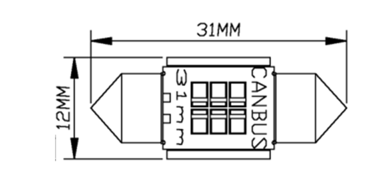 Светодиодные плафонные лампы с обманкой (2шт.) цвет белый 5000k 31 мм цоколь Festoon C5W яркость 600lm (B343)